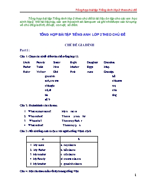 Tổng hợp bài tập Tiếng Anh Lớp 2 theo chủ đề